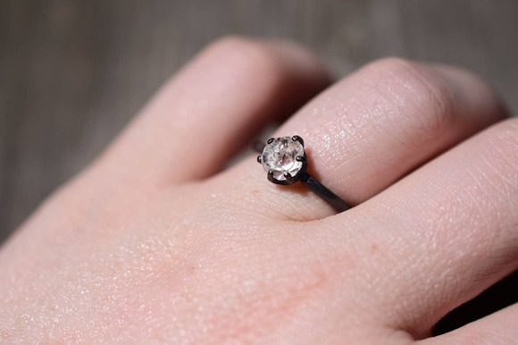 Raw Gemstone jewelry , Raw Diamond Ring, Handmade Engagement Ring, unique - Picture 3 of 9